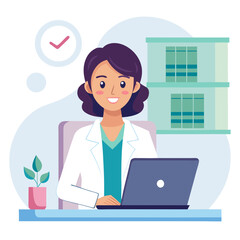 business woman working on laptop