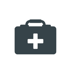 Obraz premium solid dark grey medical bag with cross symbol, flat icon, centered on white