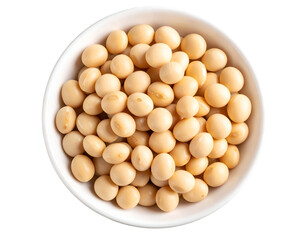 A close-up view of fresh, plump soybeans neatly arranged in a clean white ceramic bowl, ready for culinary use.