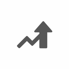 solid grey upward arrow icon, growth and success concept, flat vector, white background