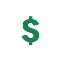 Obraz premium solid green dollar sign icon, finance and business theme, flat logo on white background