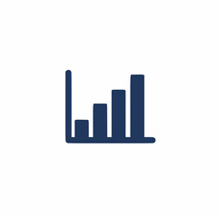 solid dark blue bar chart icon, finance or analytics business logo, flat vector on white background