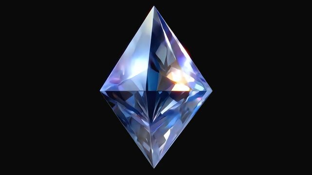 Faceted diamond crystal prism fractal glowing transparent blue gem with chromatic dispersion light reflections sparkling elegance on black background