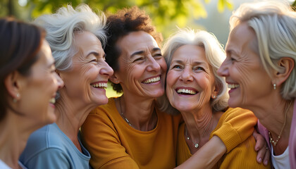 Smiling senior women outdoors