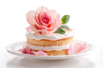 Cake with Rose and Cream