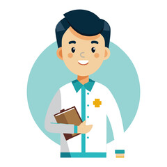 cartoon doctor with a syringe