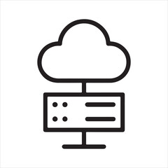 Cloud computing concept with connected devices, data networks, and server technology icons