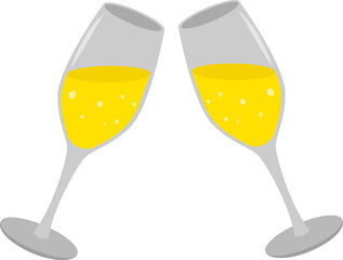 Two glasses of champagne. Vector illustration.