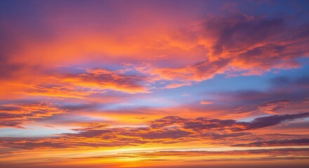 Fototapeta premium Fiery Sunset Hues Paint the Evening Sky with Dramatic Cloudscape