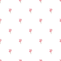 Seamless Pattern with Pink Floral Motifs on a White Background