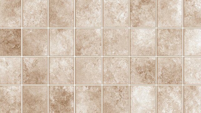 Seamless beige ceramic tile texture presenting uniform square pattern, suitable for architectural rendering and interior design backgrounds with clean, minimal aesthetic