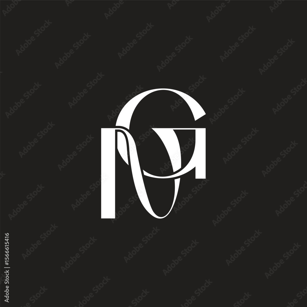 Poster letter ng simple linked overlapping ribbon logo vector