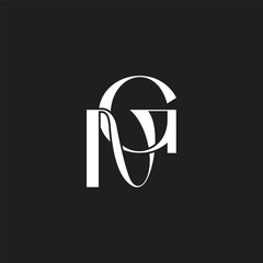 letter ng simple linked overlapping ribbon logo vector