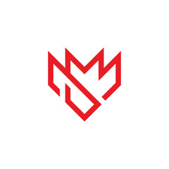 letter sm simple red wing eagle abstract lines logo vector