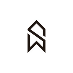 letter sw simple arrow  linear geometric logo vector