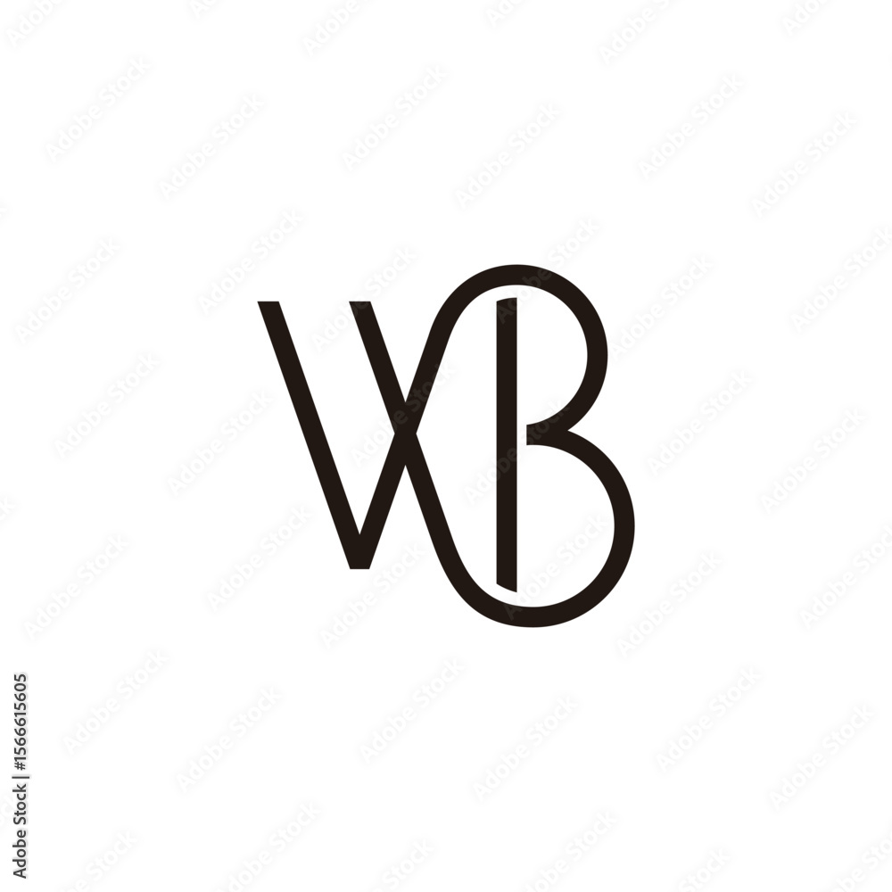Aufkleber letter wb linked loop geometric linear logo vector