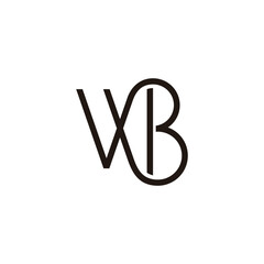 letter wb linked loop geometric linear logo vector