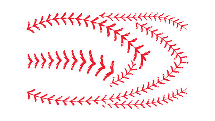 Vibrant Red Baseball Stitch Vector Patterns for Sports Graphic Design and Team Merchandise Illustration