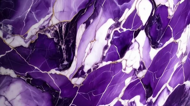 Amethyst veined marble texture, abstract background of purple and white stone with gold accents