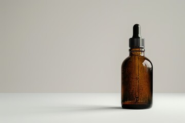 Pixel Perfect Picture of Closeup Shot of a Brown Glass Bottle and the Dropper on a White Space
