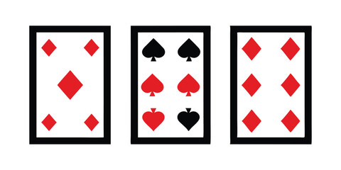 Bold Black and Red Playing Card Vector Icon Set for Poker Games