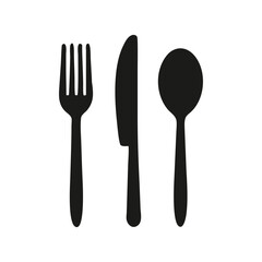 Sleek Black Vector Silhouette Icon Set of Cutlery for Restaurant Branding, Dining Decor, and Culinary Graphic Projects