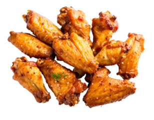 A tempting pile of perfectly cooked, golden-brown chicken wings coated in a savory, glossy glaze.