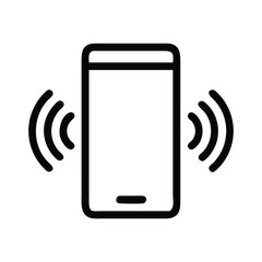 Sleek Black Vector Outline Icon of Ringing Phone for Communication Apps, Notification Designs, and Mobile Tech Projects