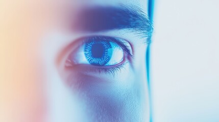 Close-Up of Human Eye with Futuristic Digital Elements