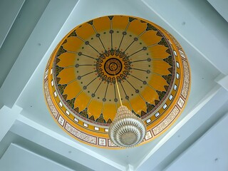 Ornate Dome Ceiling with Elegant Chandelier Architectural Detail