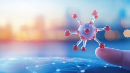 Close Up of Molecular Structure with Digital Connections