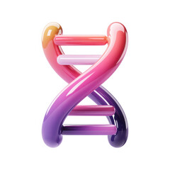 Glossy 3d helix structure with gradient colors isolated on transparent background