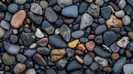 Set of different color pebble stones background. Collection of various stones.