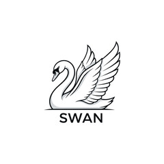 Obraz premium vector illustration of a swan