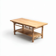 A wooden table with a shelf on top