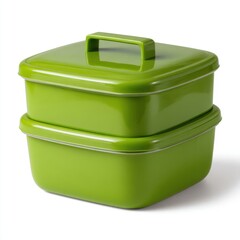 Green plastic container for food