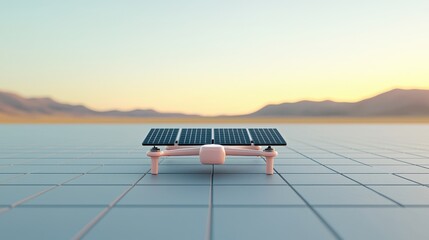 Solar Panel Installation on a Modern Landscape at Sunrise