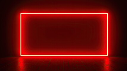 Fototapeta premium Illuminated Red Rectangular Frame, Studio Lighting Effect