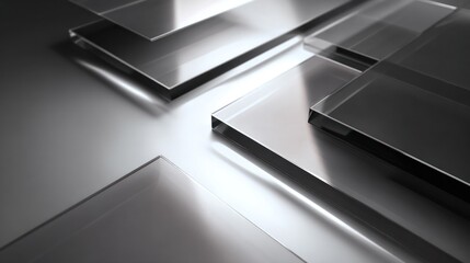 Abstract Glass Composition: Layered Reflections and Geometric Precision