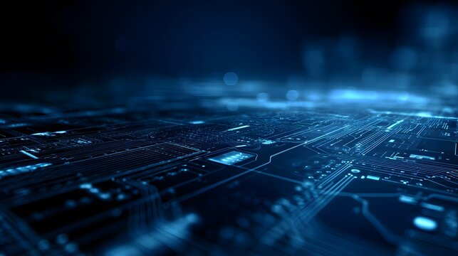 Digital abstract background futuristic HUD interface element layered circuit line glowing tech UI component composed high angle view over dark tech blue custom background perfect apps fintech