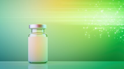 Clear Glass Bottle with White Liquid and Green Background