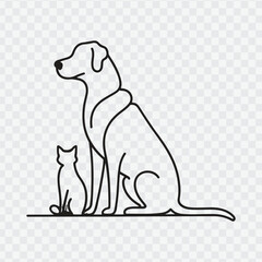 logo featuring the silhouette of a dog and a cat sitting side by side. vector dog cat	