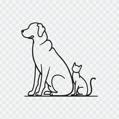 logo featuring the silhouette of a dog and a cat sitting side by side. vector dog cat	