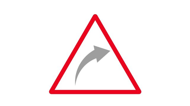 Triangle loading with Right arrow icon animation on a white background.
