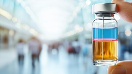 Close-Up of Hand Holding Vaccine Bottle in Modern Setting