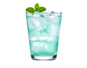 Icy blue concoction with effervescent bubbles and fresh mint, a delightful thirst quencher.