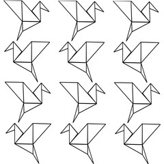 Fototapeta premium A collection of simple black and white geometric origami icons, birds ideal for creative projects, logos or decorative elements, prints, fabrics, vectors 300 Dpi