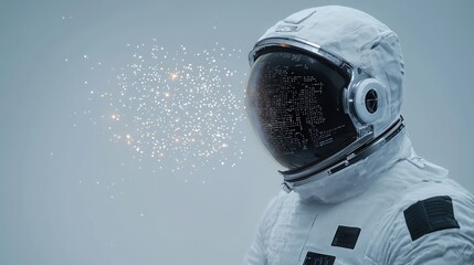 Astronaut Figure With Digital Sparkle Background Effect
