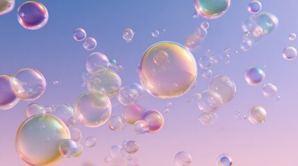 Colorful bubbles in airy pastel background