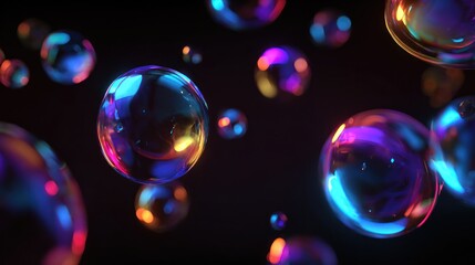 Colorful iridescent bubbles abstract design
